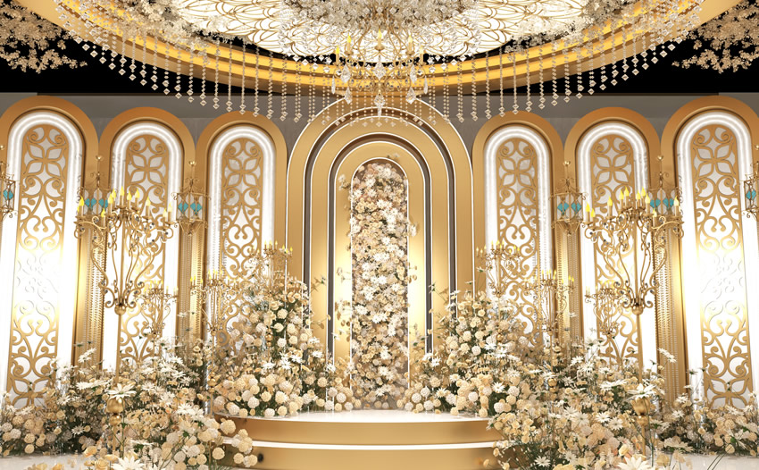巴楚香槟色调婚礼堂效果展示